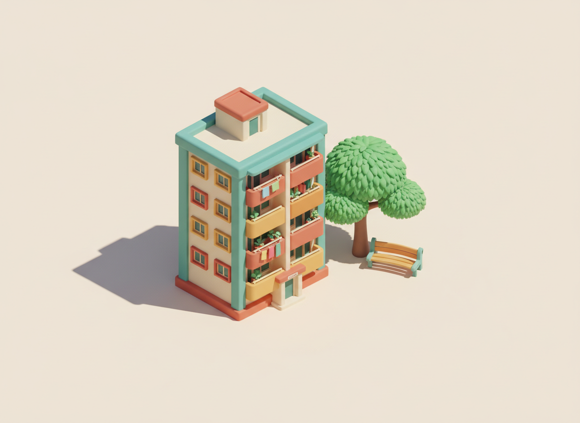 等距插画:新加坡组屋